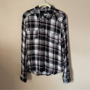 Paige Pink Black White Plaid Button Down Long Sleeve Collared Shirt